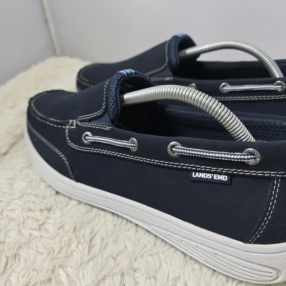 Lands' End Lightweight Slip on Loafer Boat Shoes Men's Size 10.5 D Navy Blue
